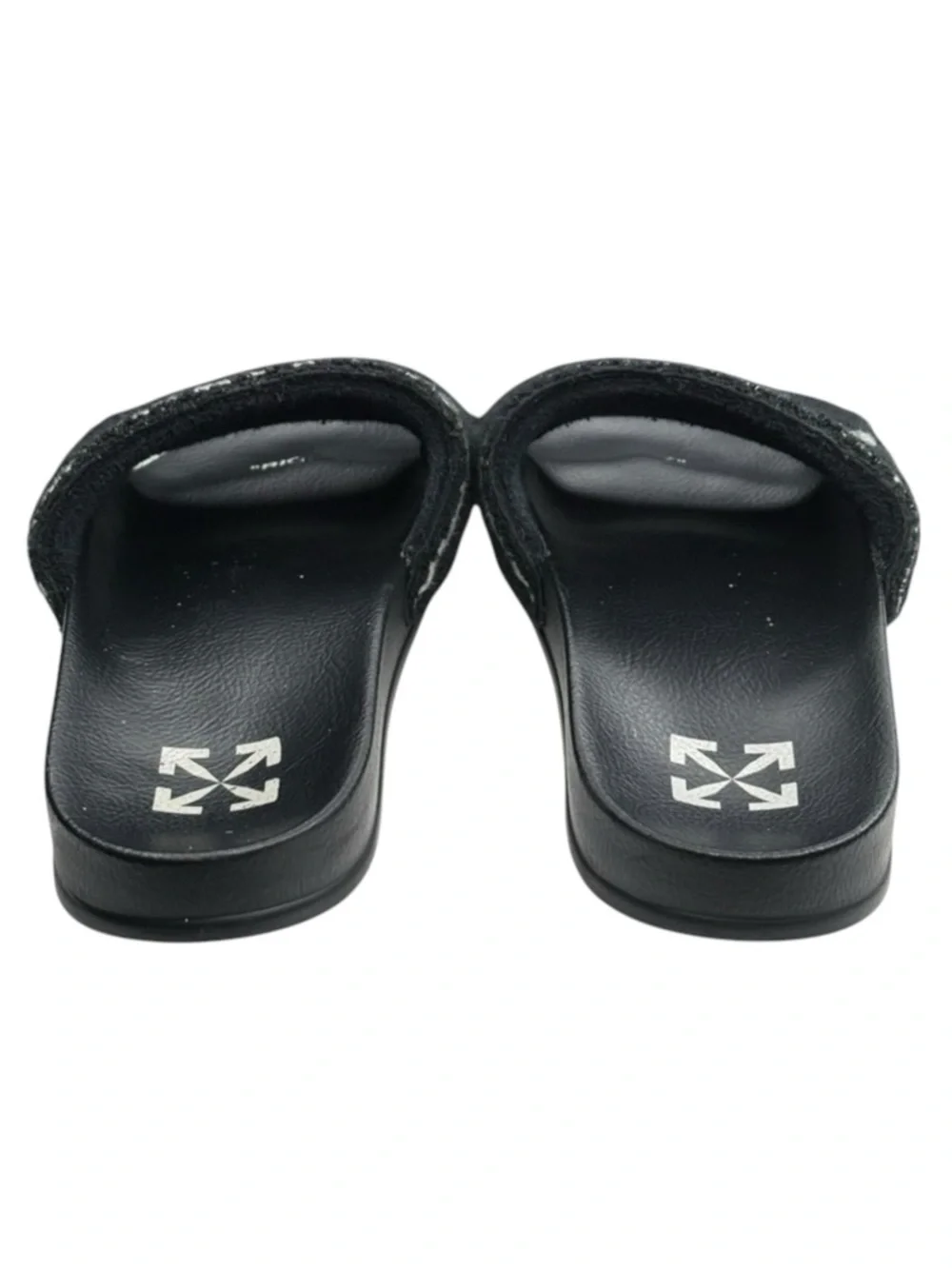 Off-White ➜ Logo Embroidered Terry Slides ➜ Black ➜ 44  10.5D 11D Virgil Abloh
